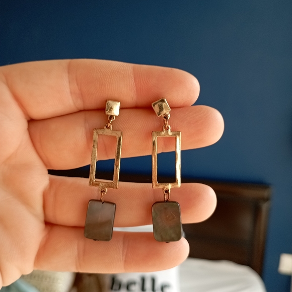 Gold Paua Shell Earrings - Picture 2 of 7